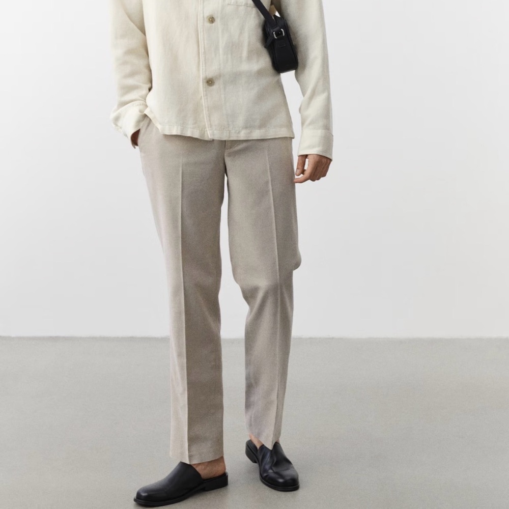 H&M SZ 30 R Men's Beige 100% linen Shell Dress Pants